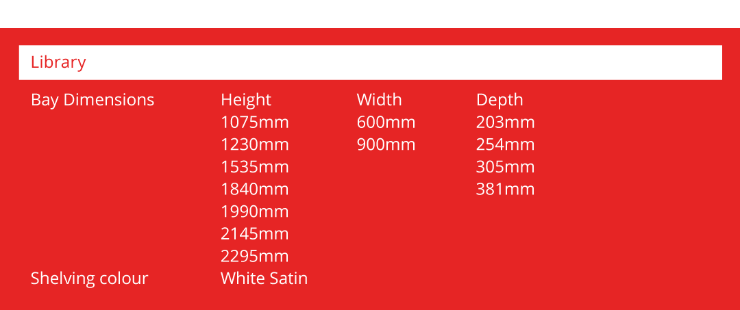 Library Shelf Dimensions